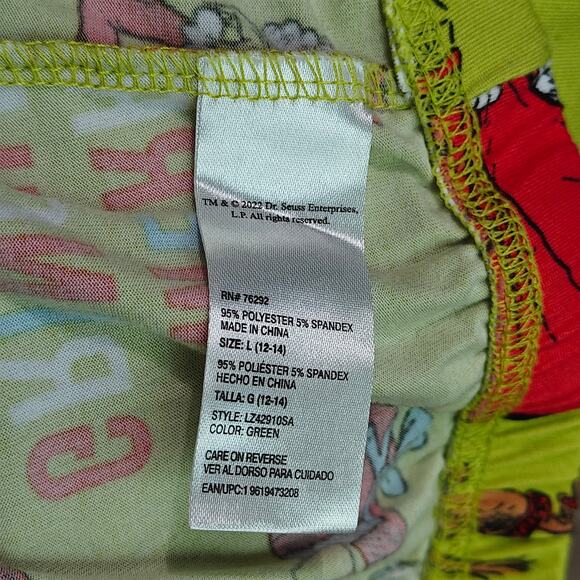 Dr Seuss The Grinch Holiday Pajama Set Green Red Womens Large - Picture 6 of 9
